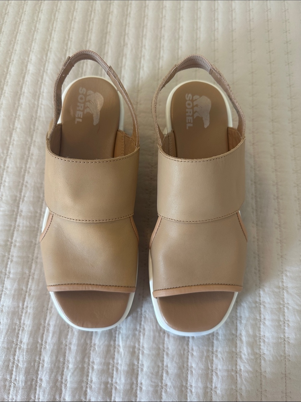 Sorel Cameron Flatform Slingback Tan Leather Sandals 8.5 - Picture 2 of 12